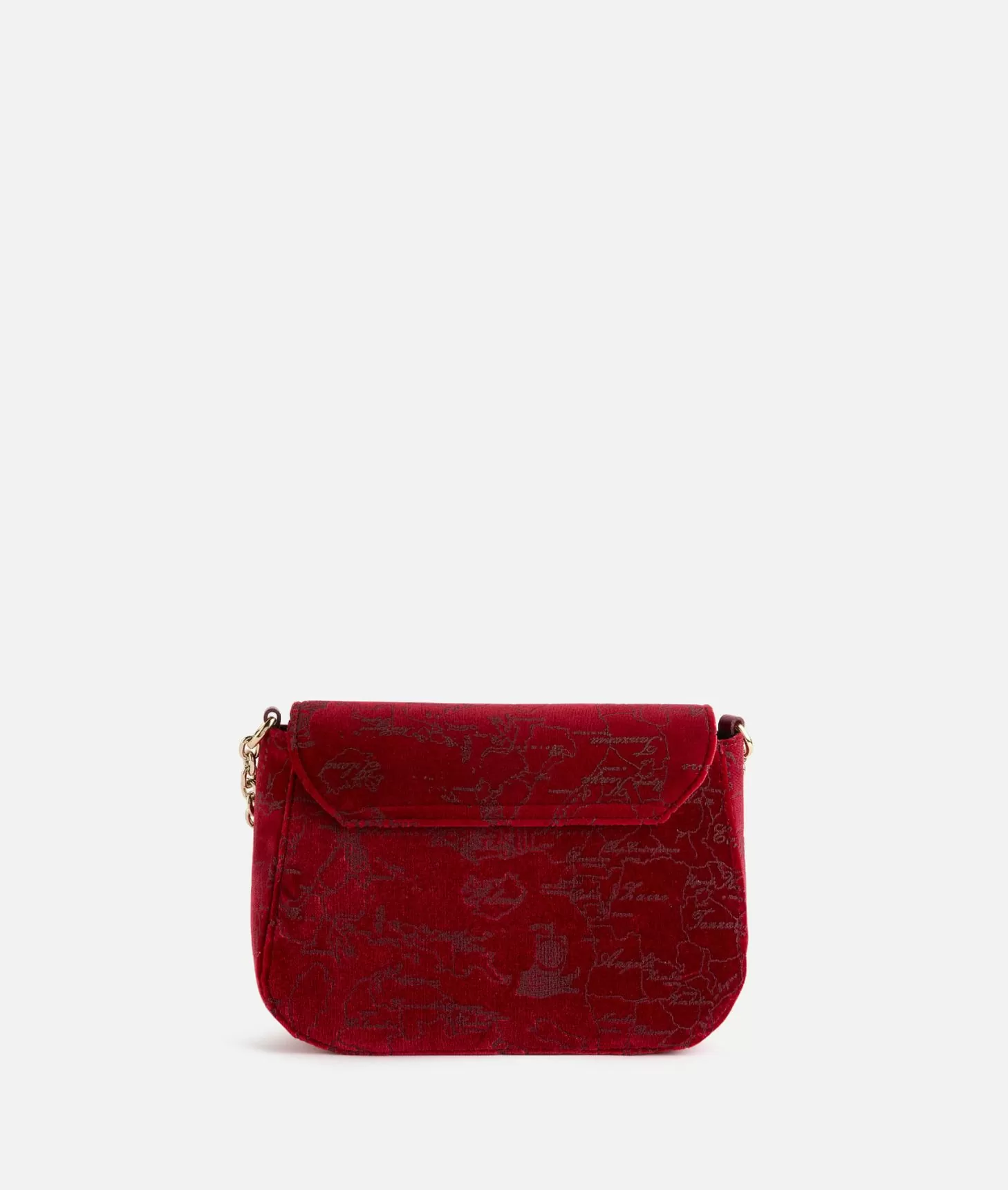 Alviero martini 1a classe Moments Bag tracolla con patta e catena in velluto Geo Filetto Rossa Online