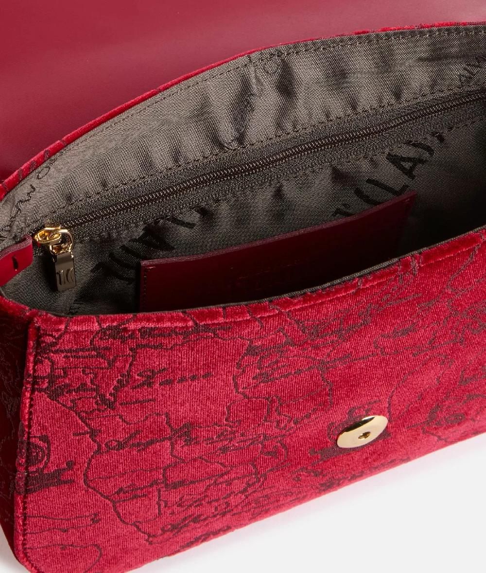 Alviero martini 1a classe Moments Bag tracolla con patta e catena in velluto Geo Filetto Rossa Online