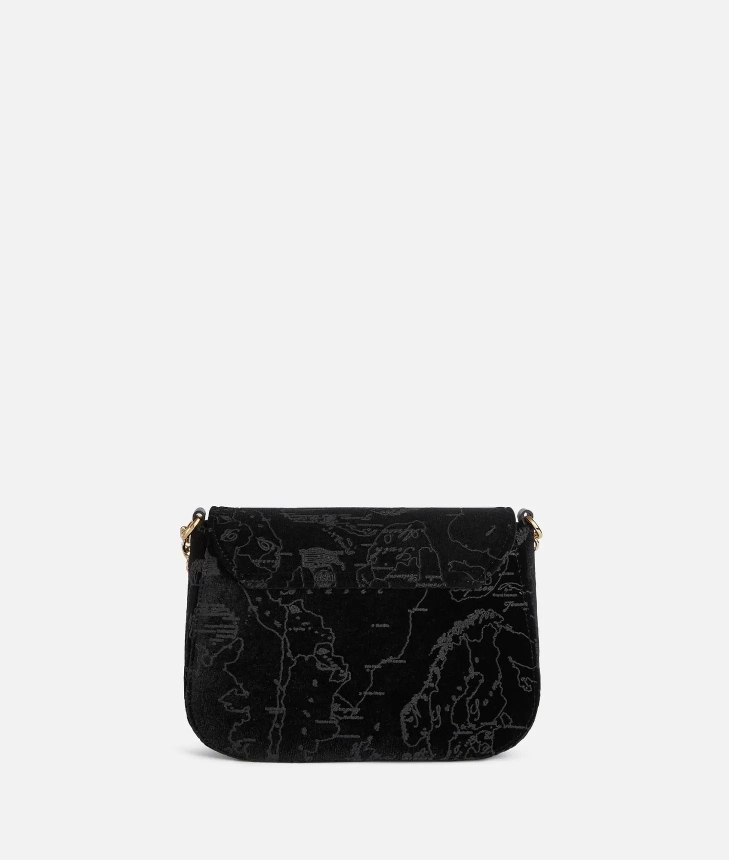 Alviero martini 1a classe Moments Bag tracolla con patta e catena in velluto Geo Filetto Nera Outlet