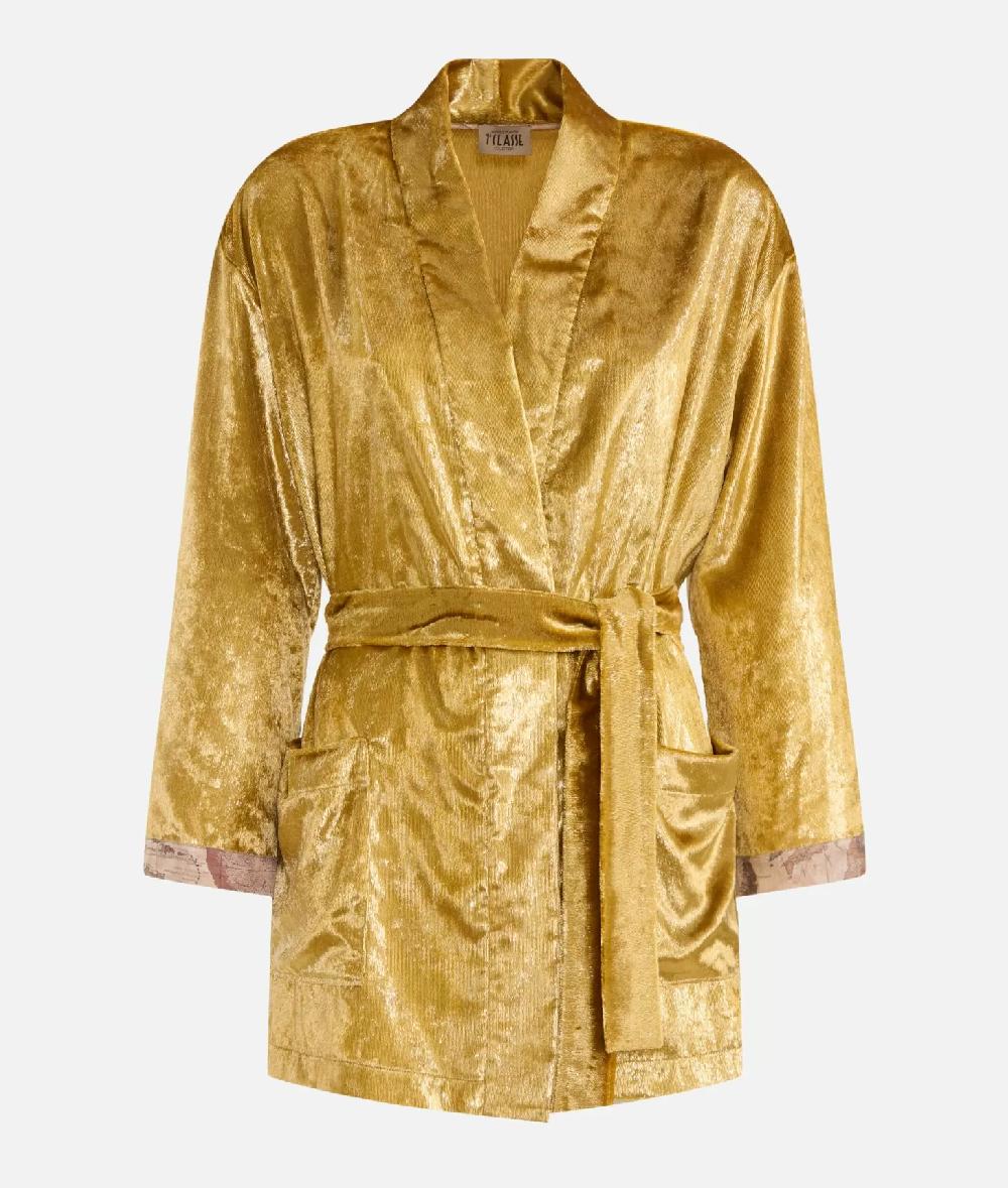 Alviero martini 1a classe Giacca kimono in velluto lurex special Oro Fino Al -60%