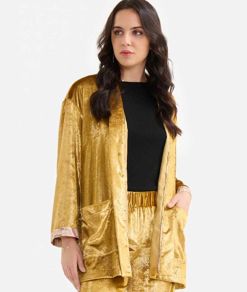 Alviero martini 1a classe Giacca kimono in velluto lurex special Oro Fino Al -60%