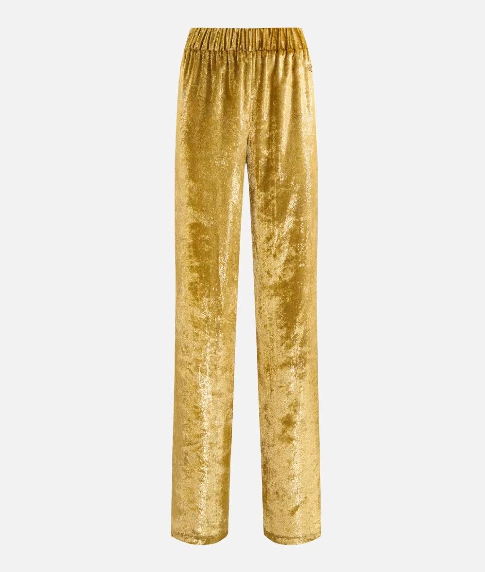 Alviero martini 1a classe Pantaloni palazzo in velluto lurex special Oro Shopping Online