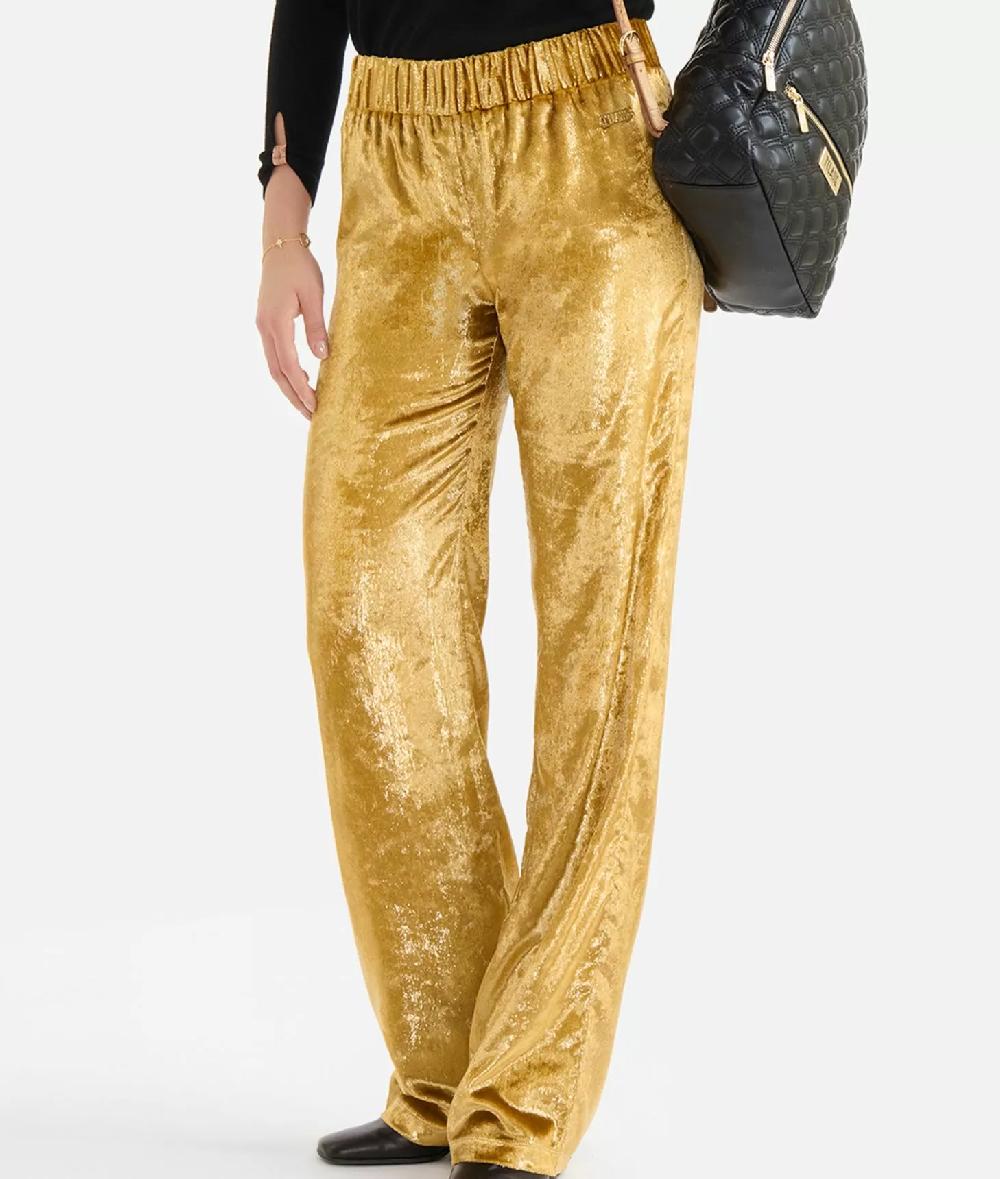 Alviero martini 1a classe Pantaloni palazzo in velluto lurex special Oro Shopping Online