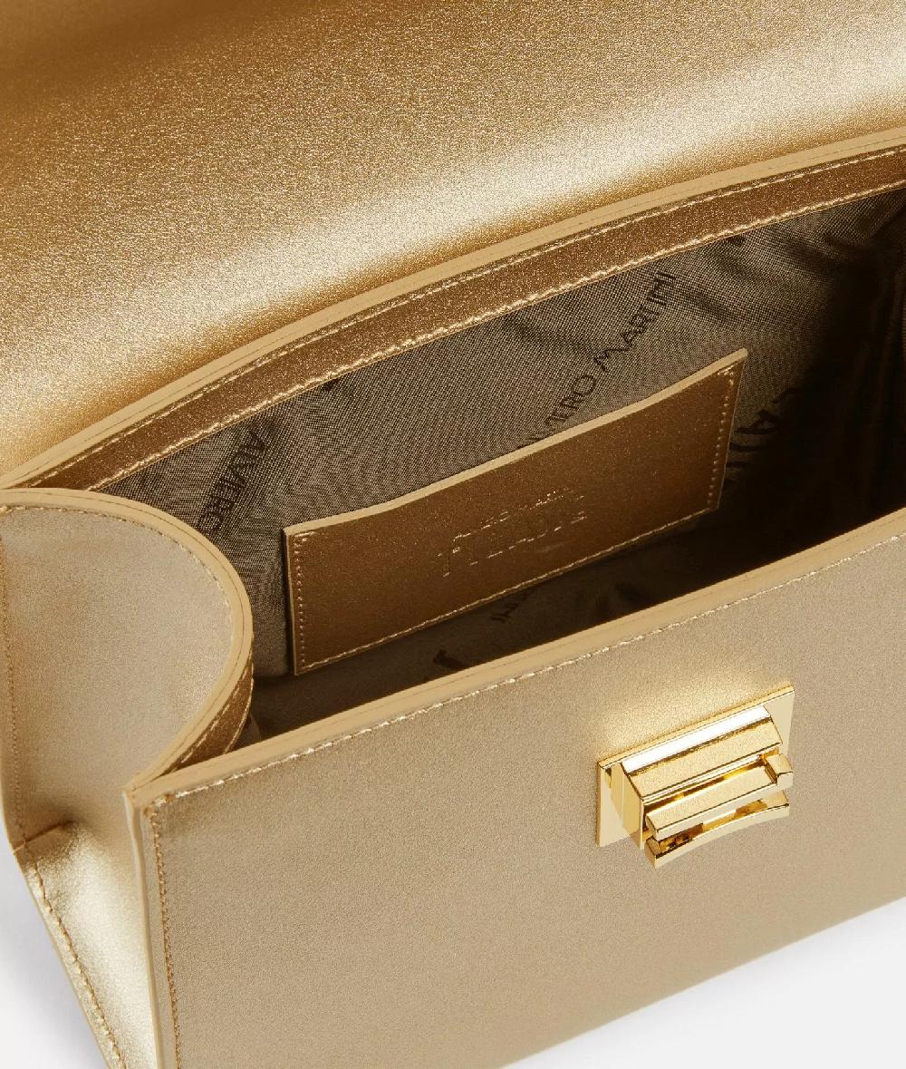 Alviero martini 1a classe Winter Spirit mini tote con tracolla in pelle laminata Oro Chiaro Affare Del Giorno