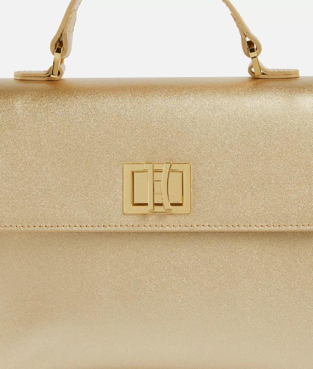 Alviero martini 1a classe Winter Spirit mini tote con tracolla in pelle laminata Oro Chiaro Affare Del Giorno