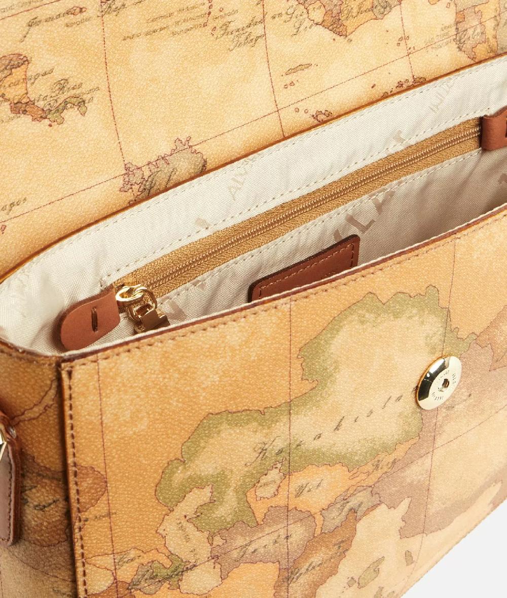 Alviero martini 1a classe Borsa a tracolla con patta in tessuto stampa Geo Classic Naturale Vendite Flash