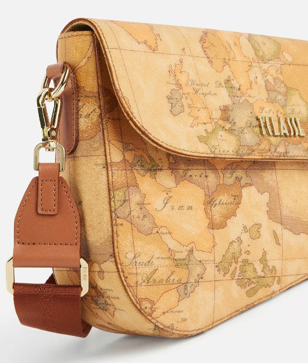 Alviero martini 1a classe Borsa a tracolla con patta in tessuto stampa Geo Classic Naturale Vendite Flash