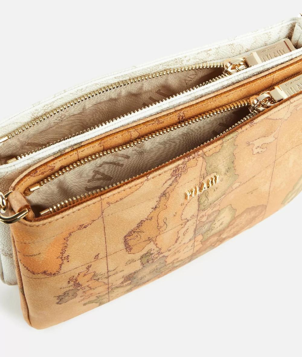 Alviero martini 1a classe Tracollina doppia in tessuto stampa Geo Classic e Geo White In Saldo