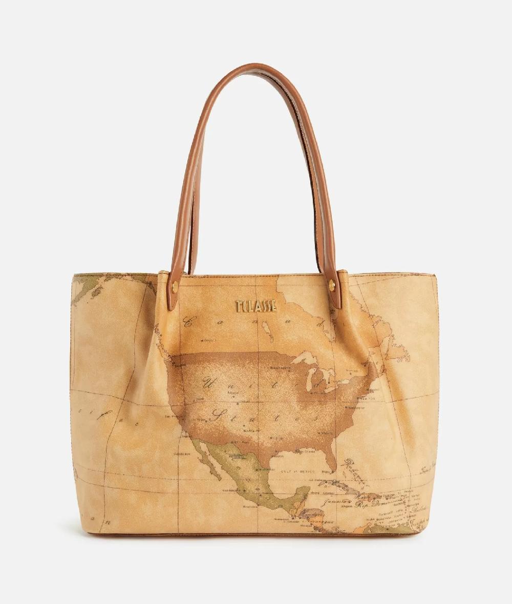 Alviero martini 1a classe Borsa shopping in tessuto stampa Geo Classic Naturale