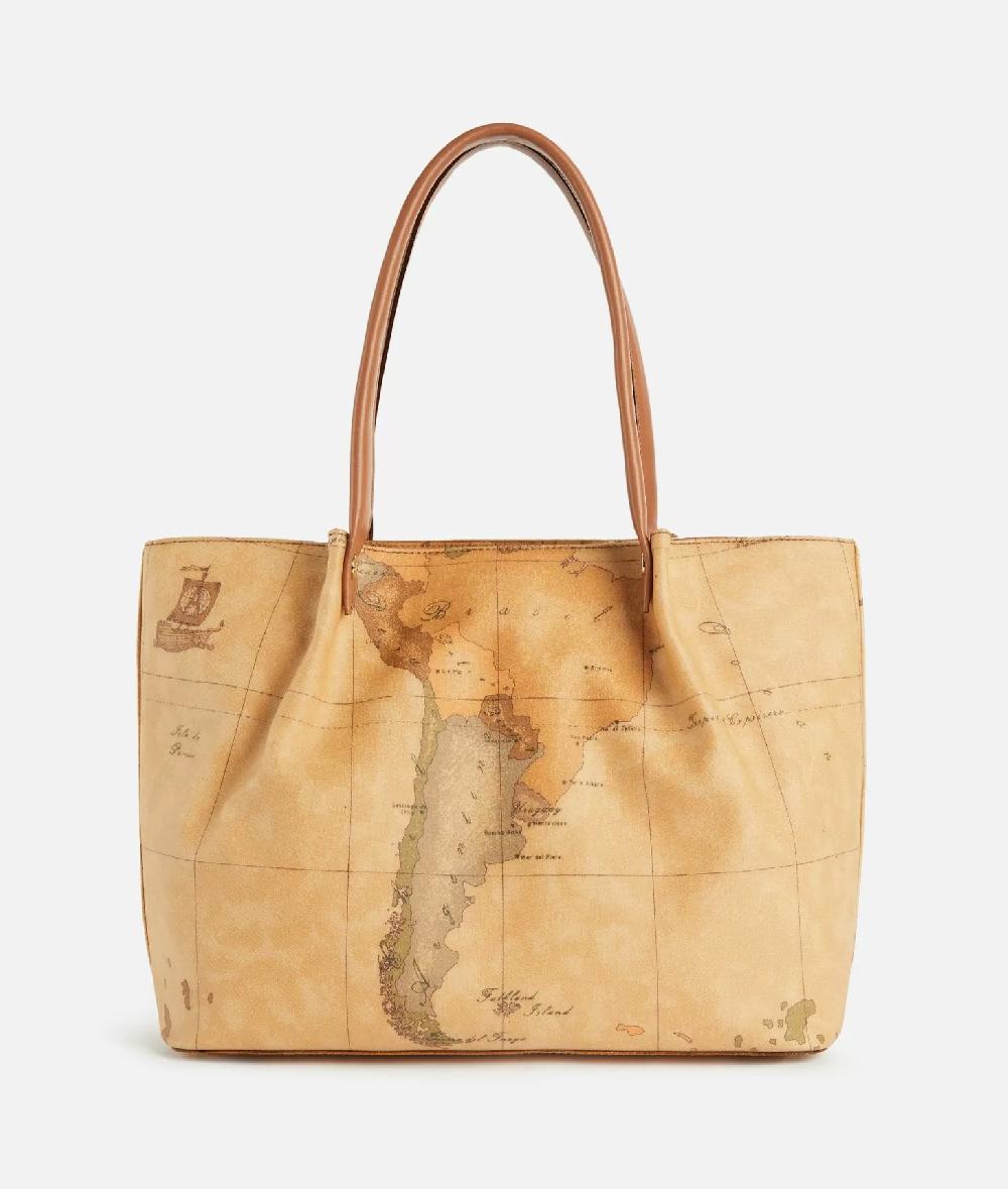 Alviero martini 1a classe Borsa shopping in tessuto stampa Geo Classic Naturale Vendita Economica