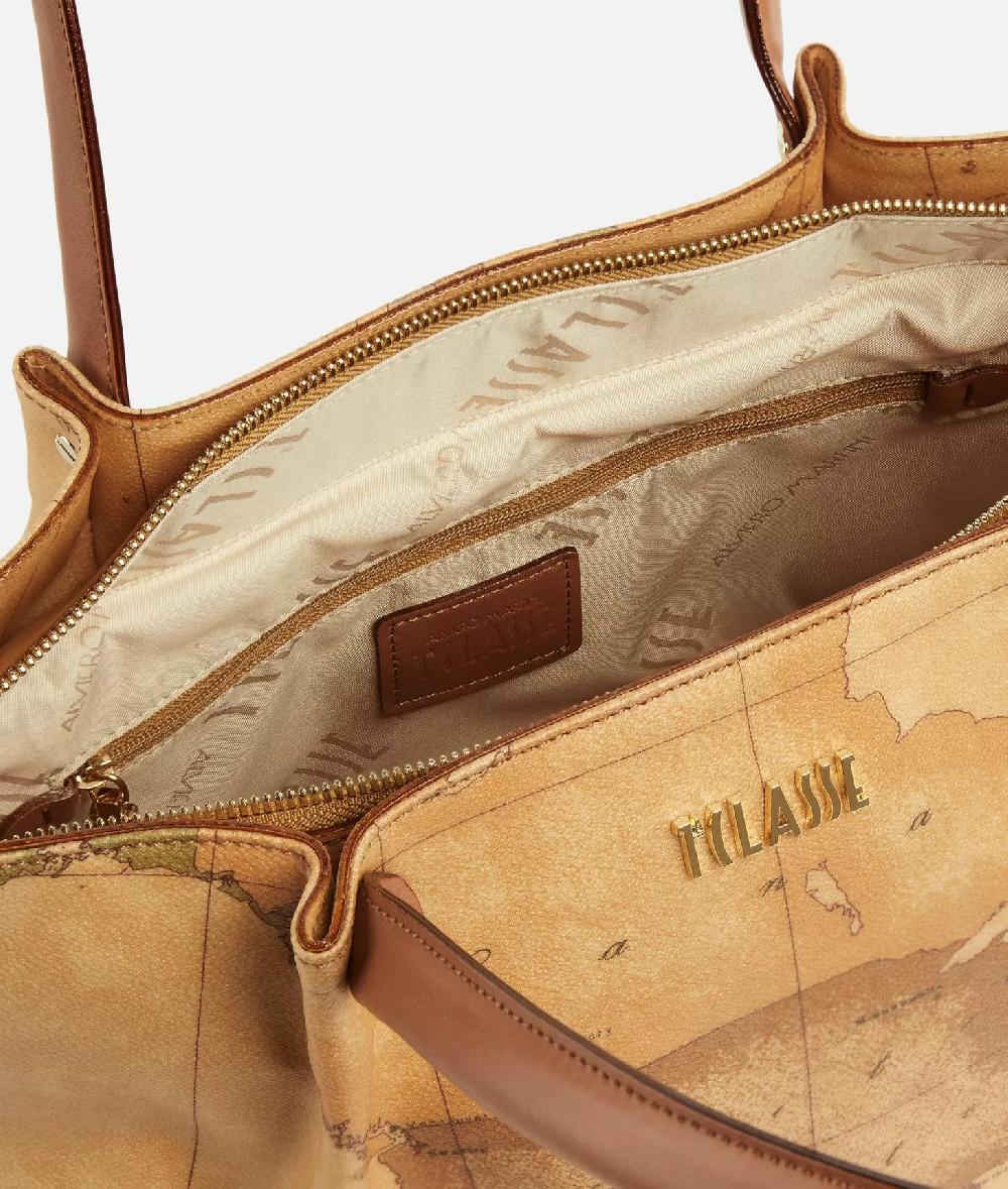 Alviero martini 1a classe Borsa shopping in tessuto stampa Geo Classic Naturale Vendita Economica