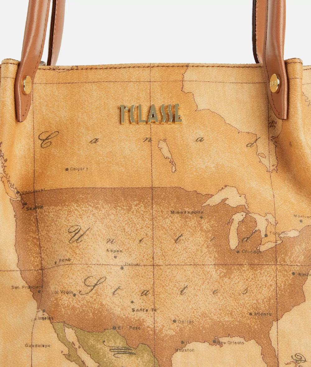 Alviero martini 1a classe Borsa shopping in tessuto stampa Geo Classic Naturale Vendita Economica