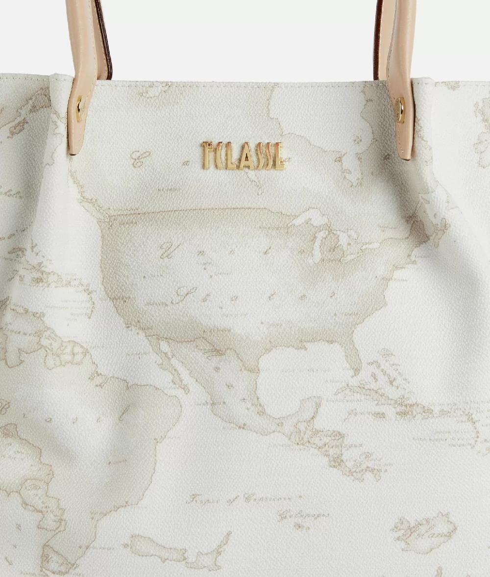 Alviero martini 1a classe Borsa shopping in tessuto stampa Geo White Bianca Saldi Di Fabbrica